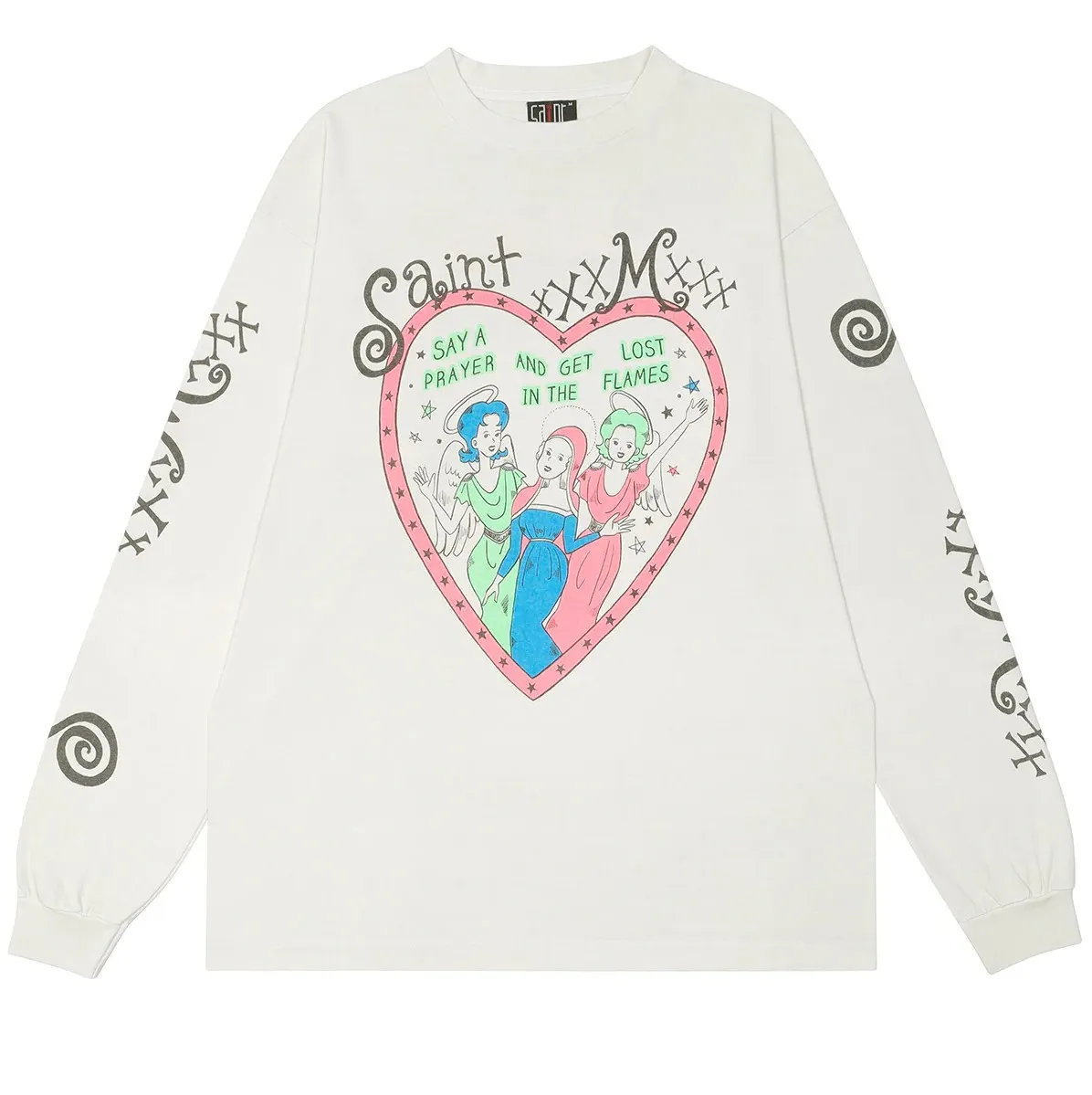 #SA68 SAINT pure cotton long-sleeved T P156 Color: White Size: S-XL